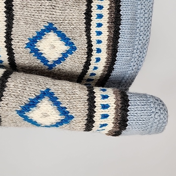 KYBER Outwear Women's Knit Light Blue Fairisle Wool Fleece Lined Zip Hoodie Sz S - Picture 7 of 15